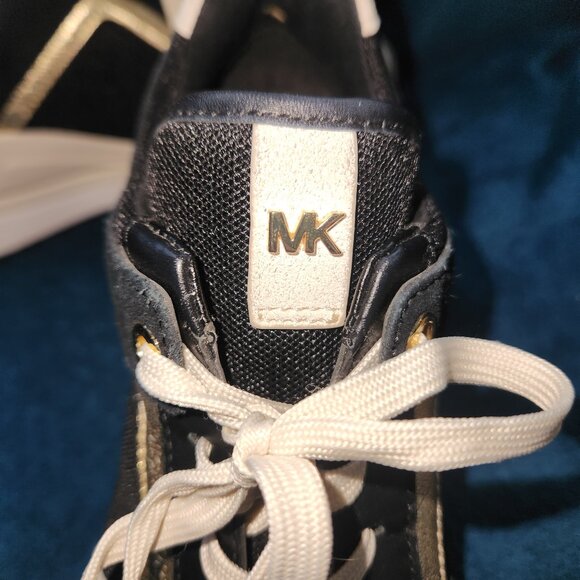 NWOT Michael Kors  Lace-Up Sneakers – Women’s Size 7M Black, Gold & Cream - Picture 12 of 16